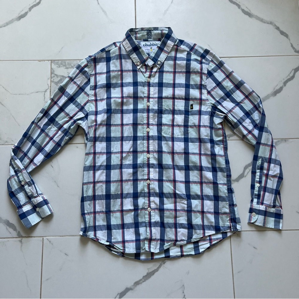 Chubbies Plaid Button Down Large - image 1